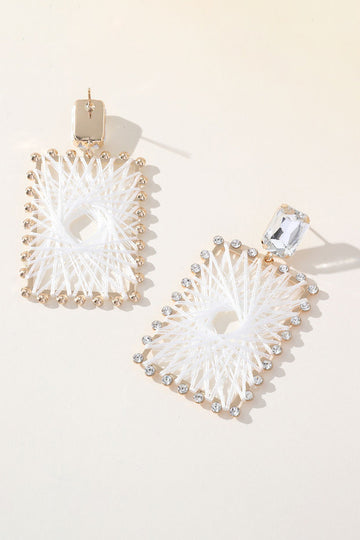 Rhinestones Square flettede øreringe